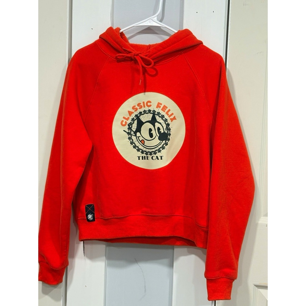 Universal Studios Felix the Cat Women's M Red Pullover Fleece Hoodie Drawstring
